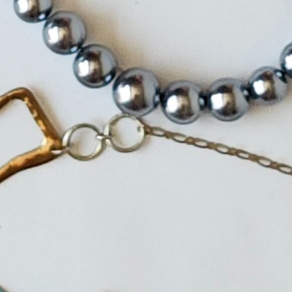 PRETTY Women's Necklace Lot of 3 Grey Pearls Black Beaded Choker TURQUOISE - Picture 5 of 6